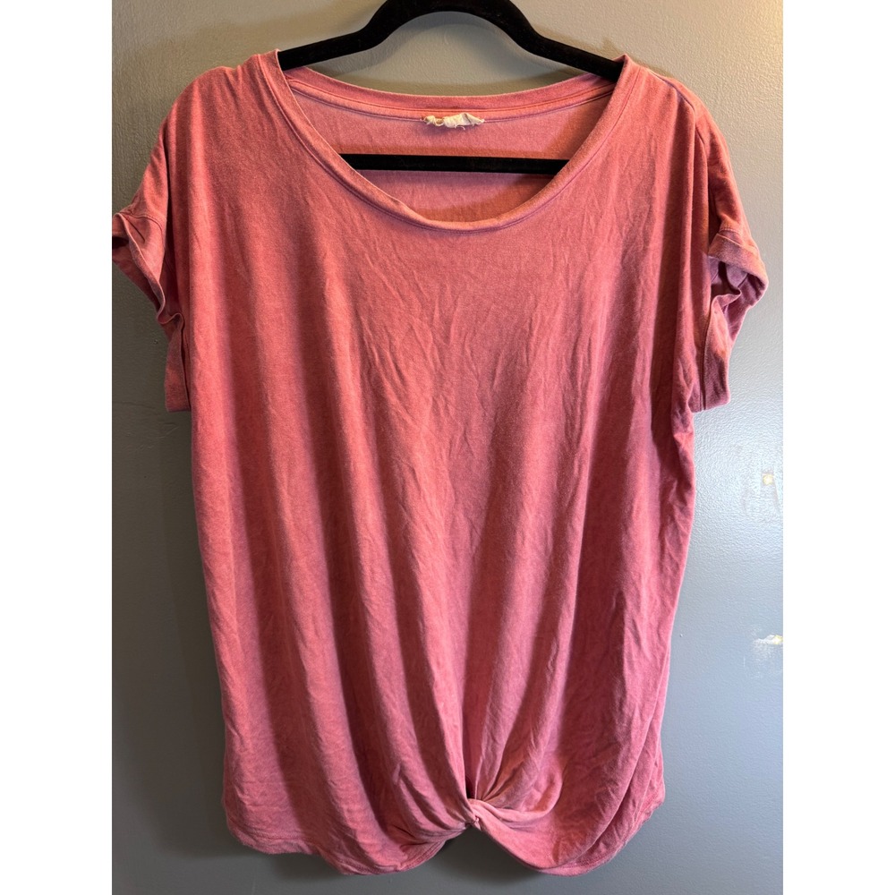 Jane and Delancey Mauve Pink Mineral Wash Front Twist Knot Top Womens Large